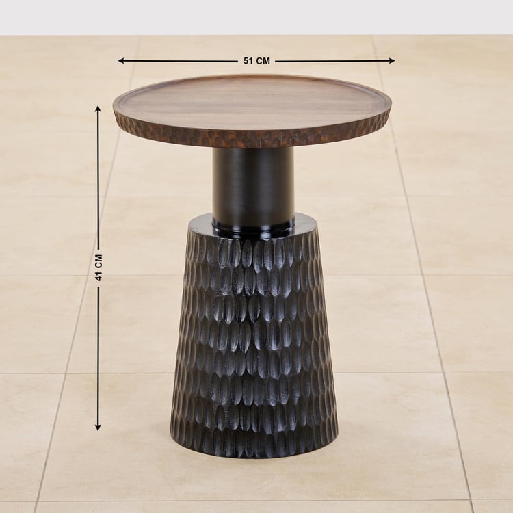 Reinvented Heritage Mango Wood End Table - Brown and Black