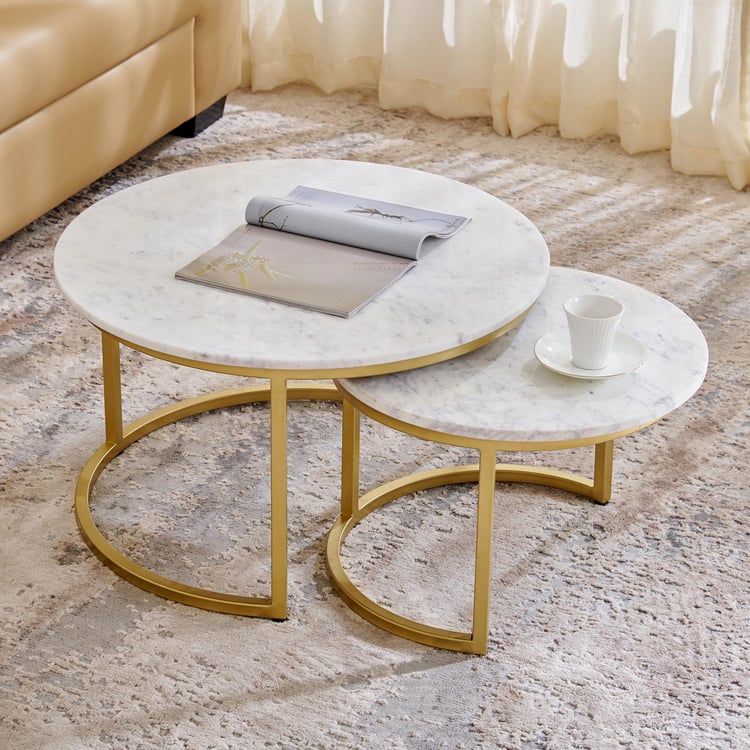 Freedo Marble Top Nest of 2 Tables - Gold