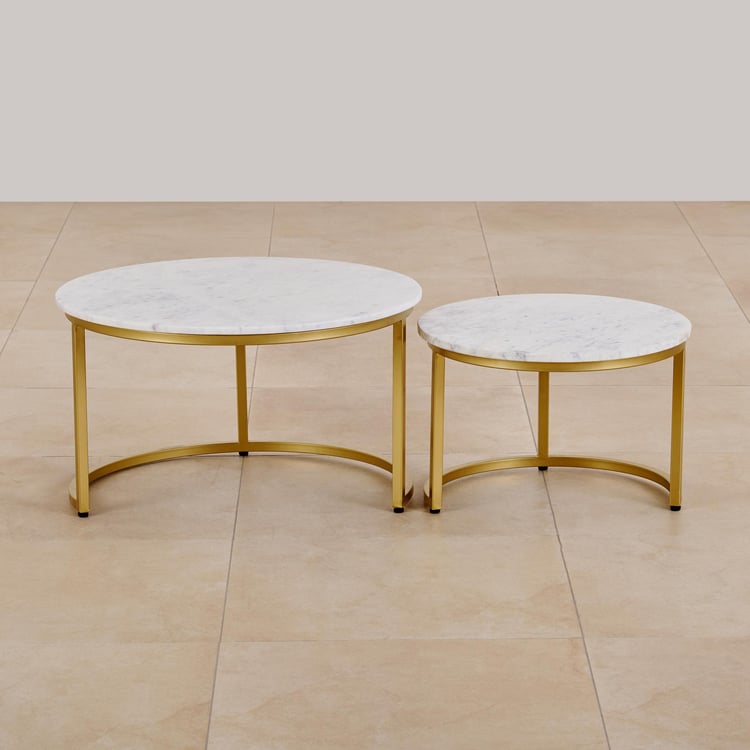 テーブル　　ゴールド Buy Freedo Marble Top Nest of 2 Tables - Gold from Home