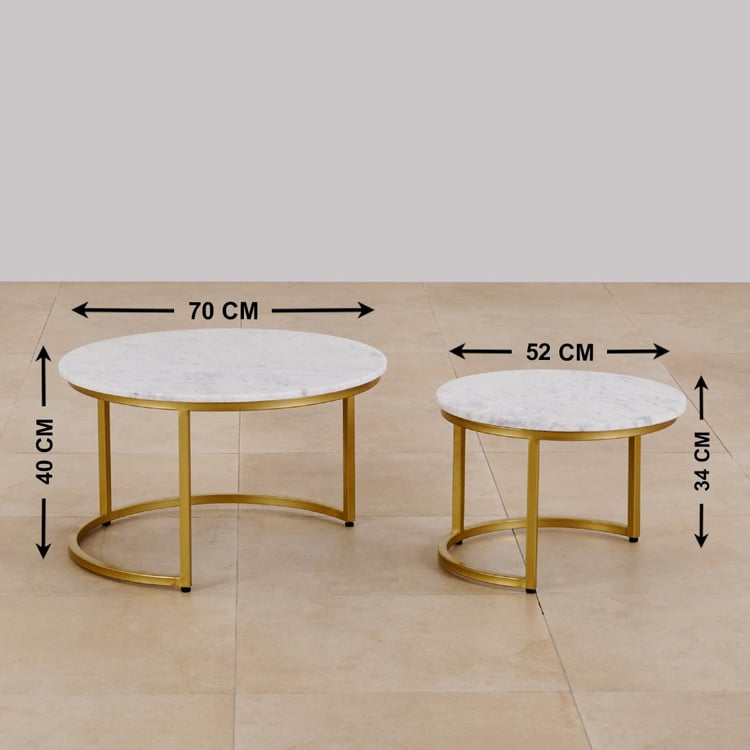Freedo Marble Top Nest of 2 Tables - Gold