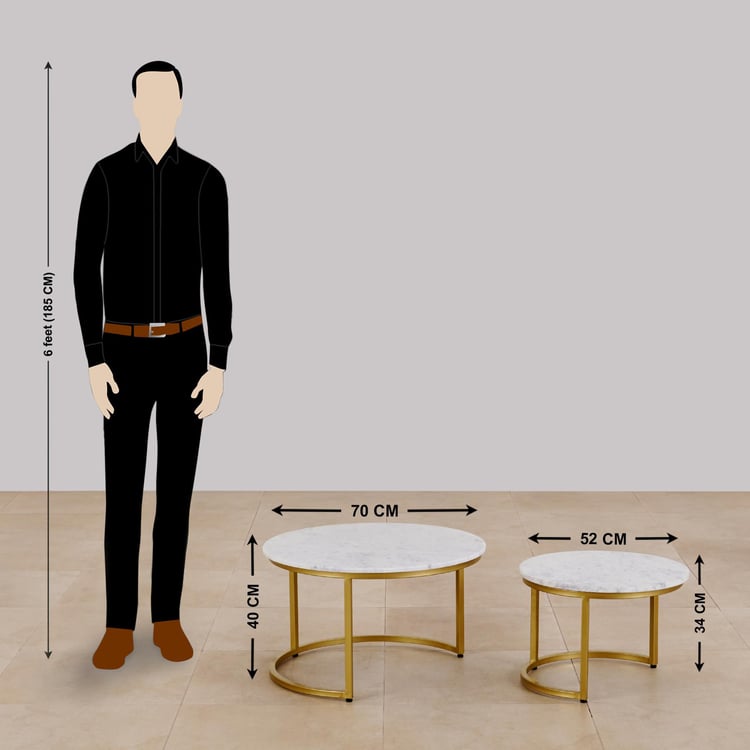 Freedo Marble Top Nest of 2 Tables - Gold