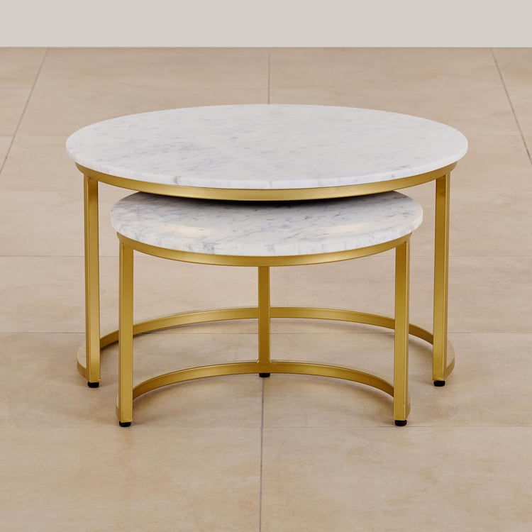 Freedo Marble Top Nest of 2 Tables - Gold