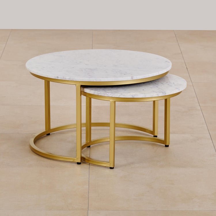 Freedo Marble Top Nest of 2 Tables - Gold