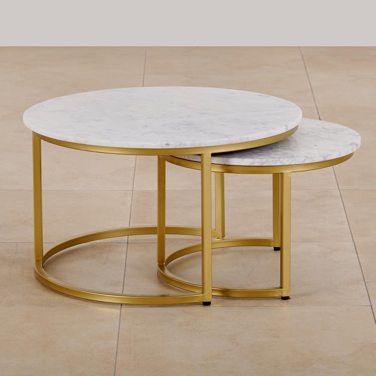Freedo Marble Top Nest of 2 Tables - Gold