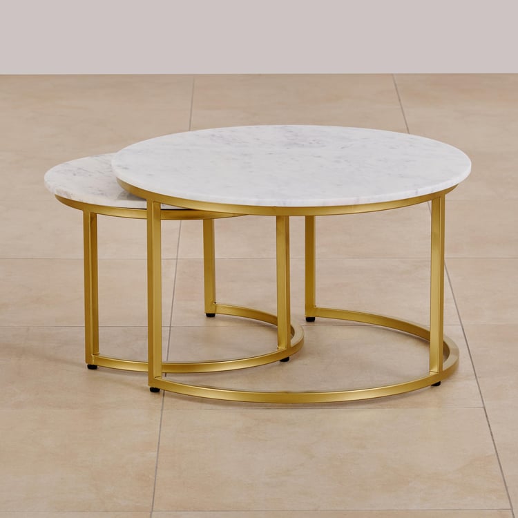 Freedo Marble Top Nest of 2 Tables - Gold