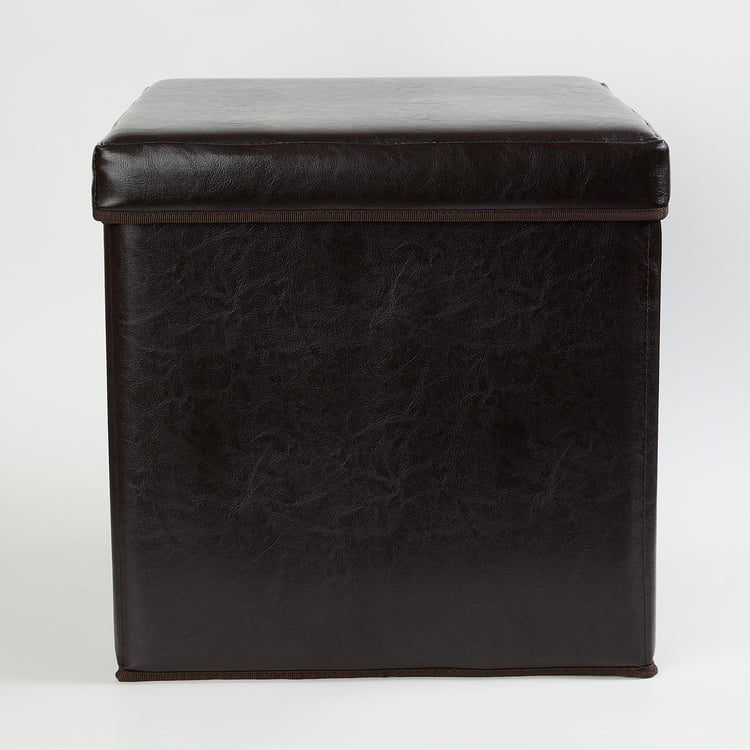 Sanderson Faux Leather Collapsible Storage Ottoman