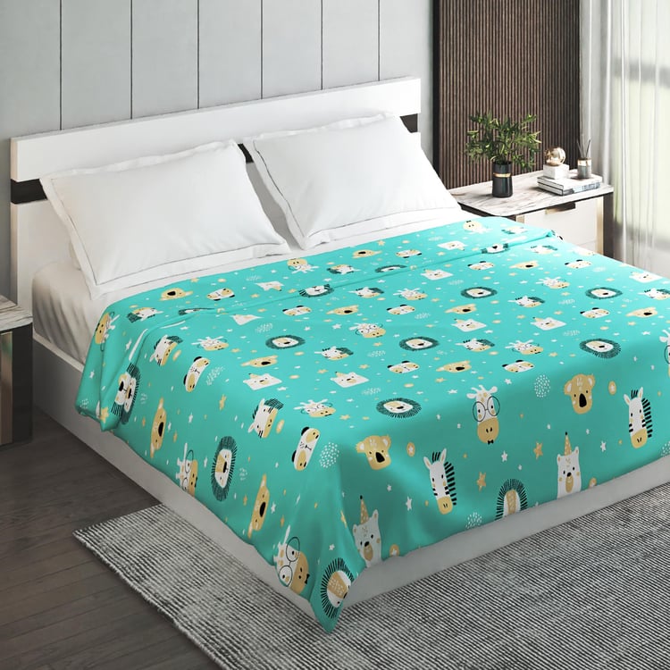 Slate Kids Jungle Printed Double Blanket