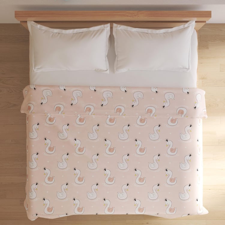 Slate Kids Swan Printed Double Blanket