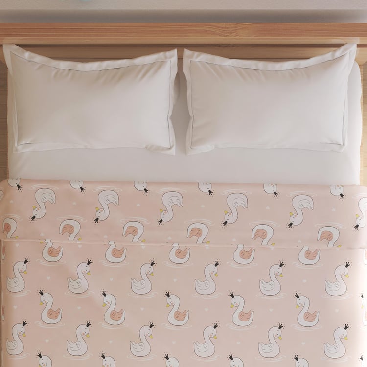 Slate Kids Swan Printed Double Blanket