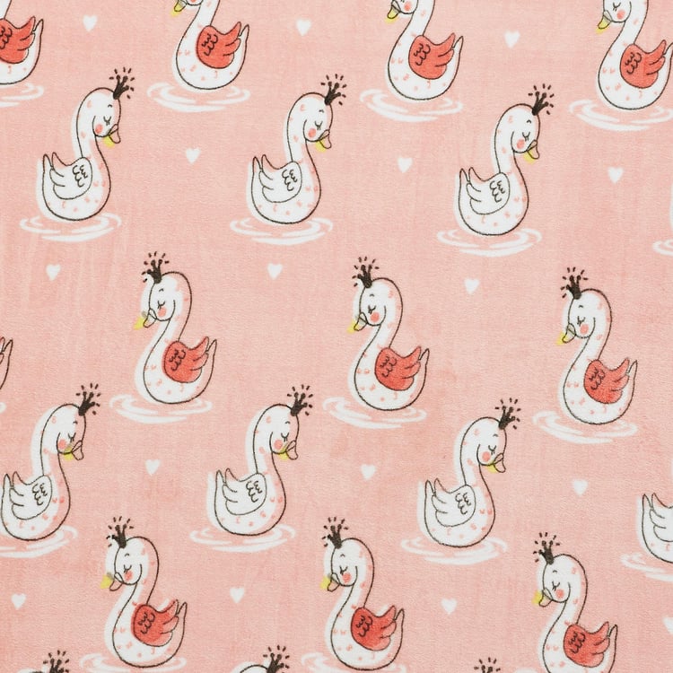 Slate Kids Swan Printed Double Blanket