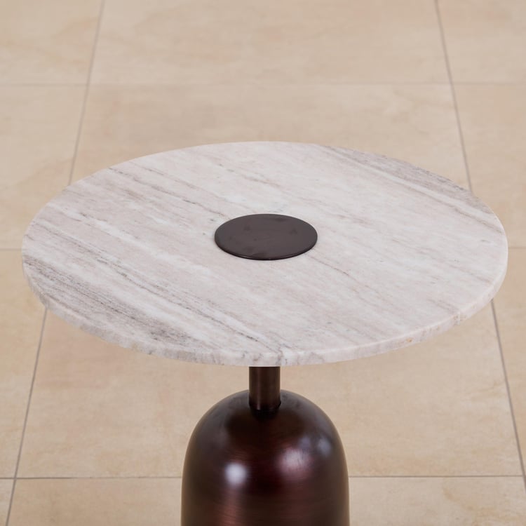 Helios Romano Marble Top End Table - Beige