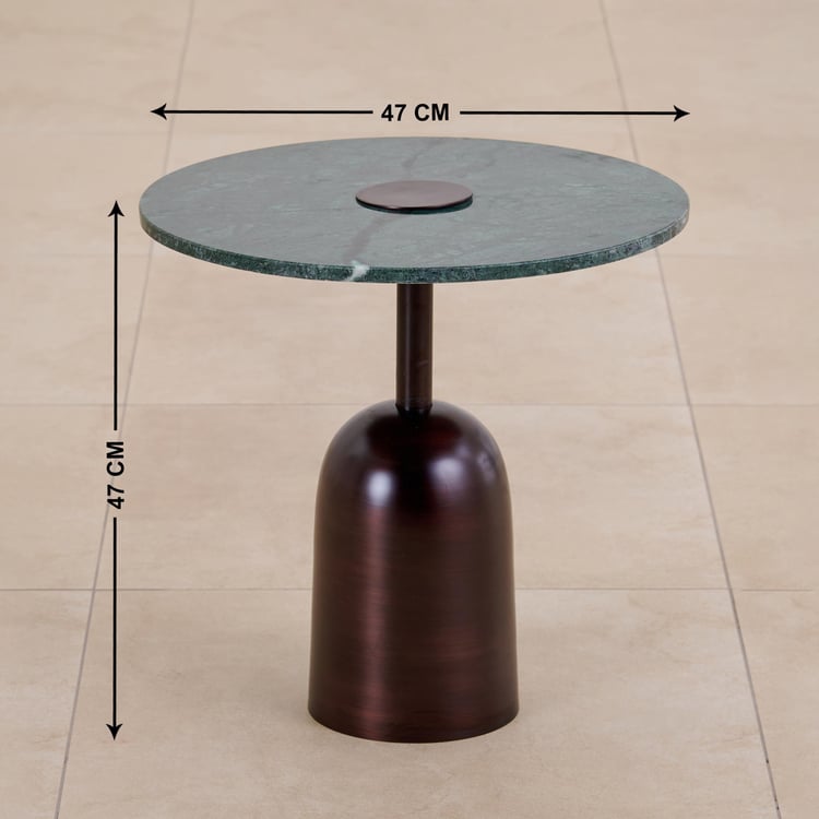 Helios Romano Marble Top End Table - Green