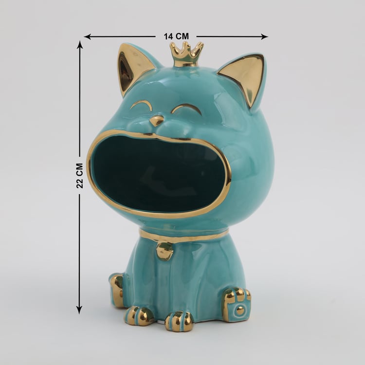 Souvenir Ceramic Colourblocked Cat with Keyholder Figurine