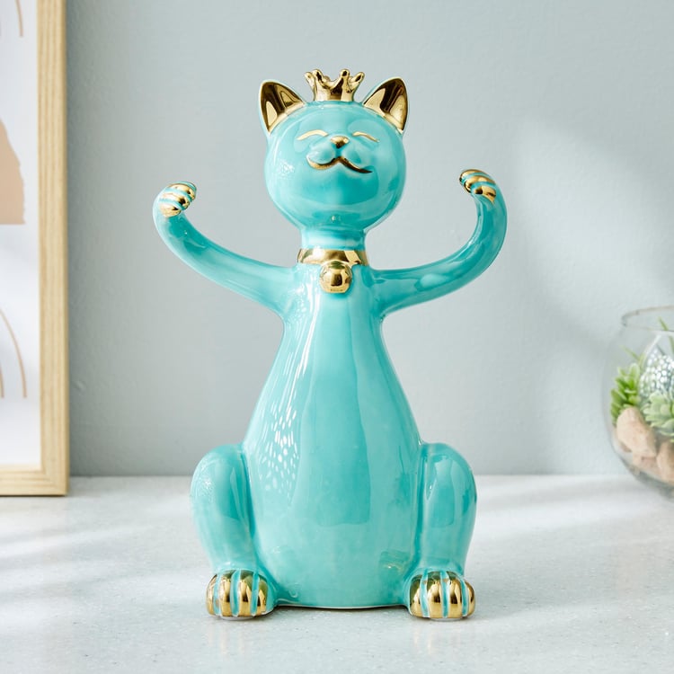 Souvenir Ceramic Champagne Flute Holder Cat Figurine