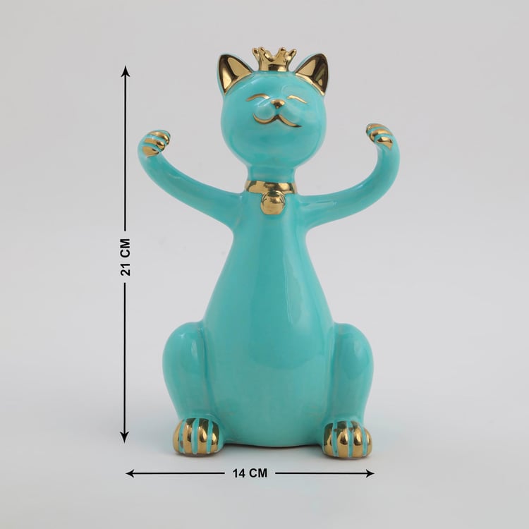 Souvenir Ceramic Champagne Flute Holder Cat Figurine