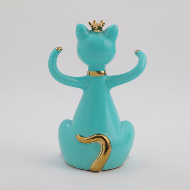 Souvenir Ceramic Champagne Flute Holder Cat Figurine