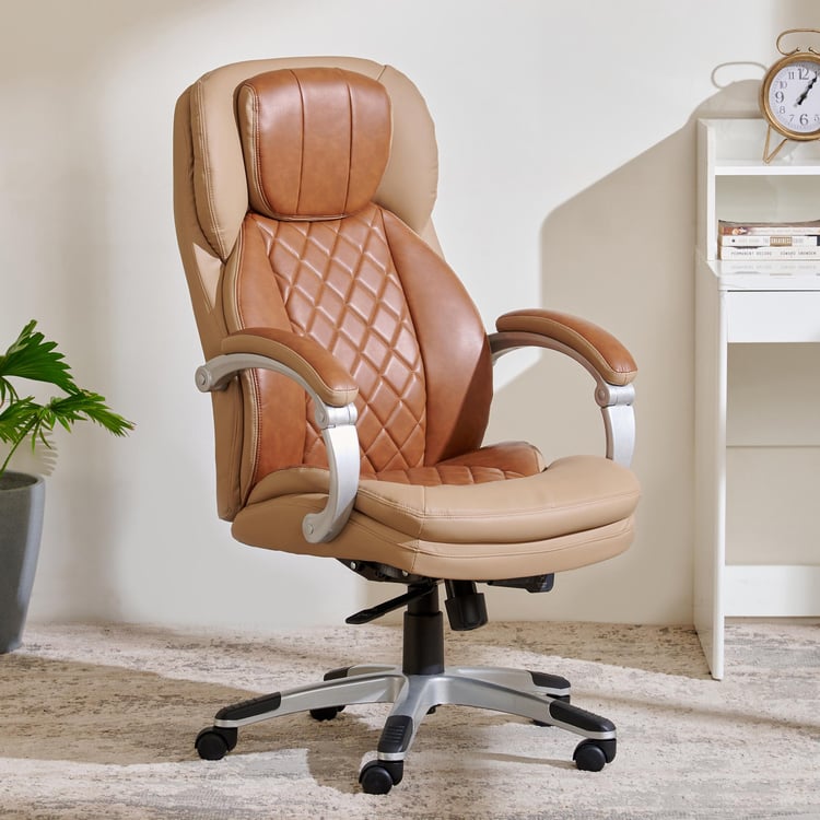 Einstein Faux Leather High Back Office Chair - Brown