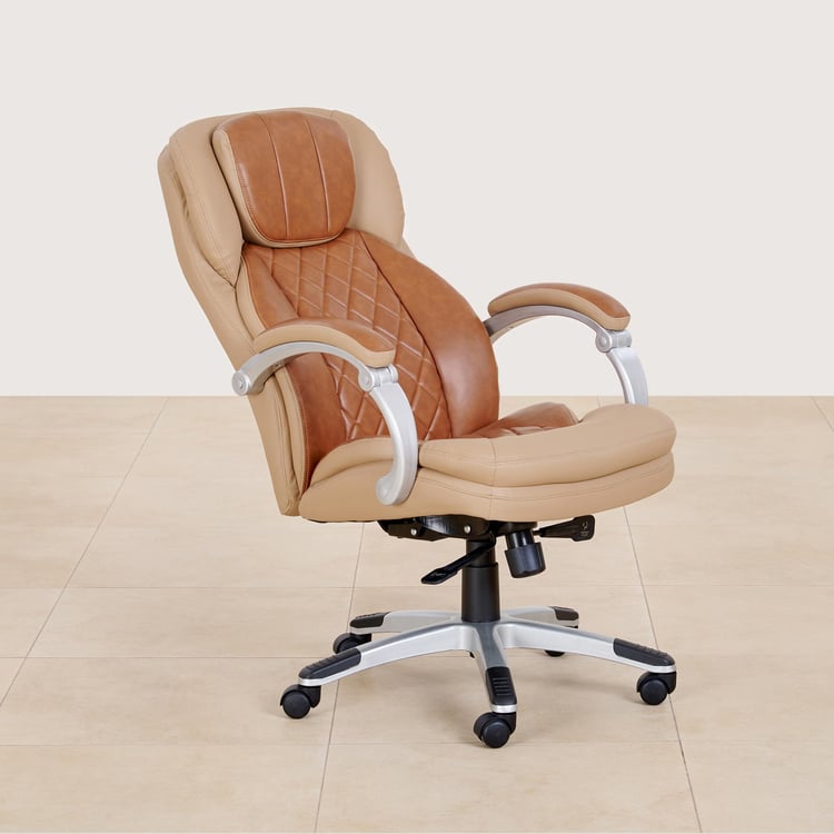 Einstein Faux Leather High Back Office Chair - Brown