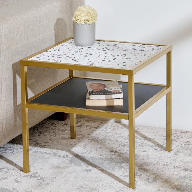 Helios Calisto Metal End Table - Gold