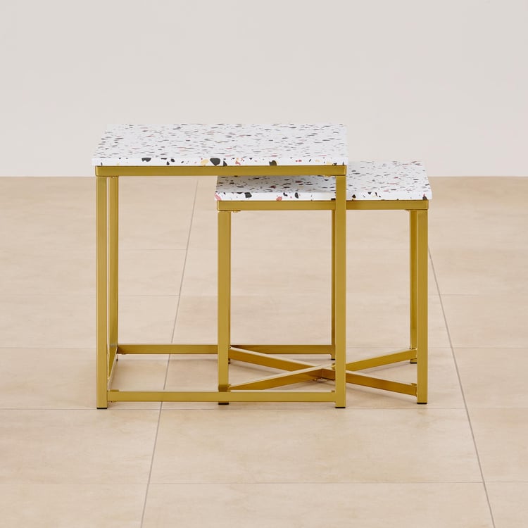 Helios Calisto Metal Nest of 2 Tables - Gold