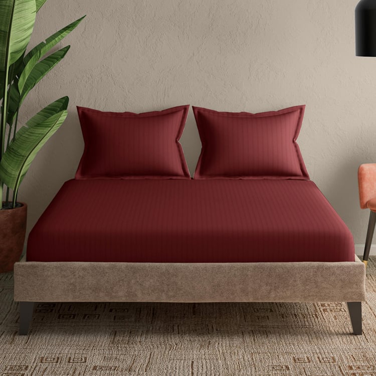 CANNON Broadway Cotton 300TC Striped 3Pcs Queen Bedsheet Set