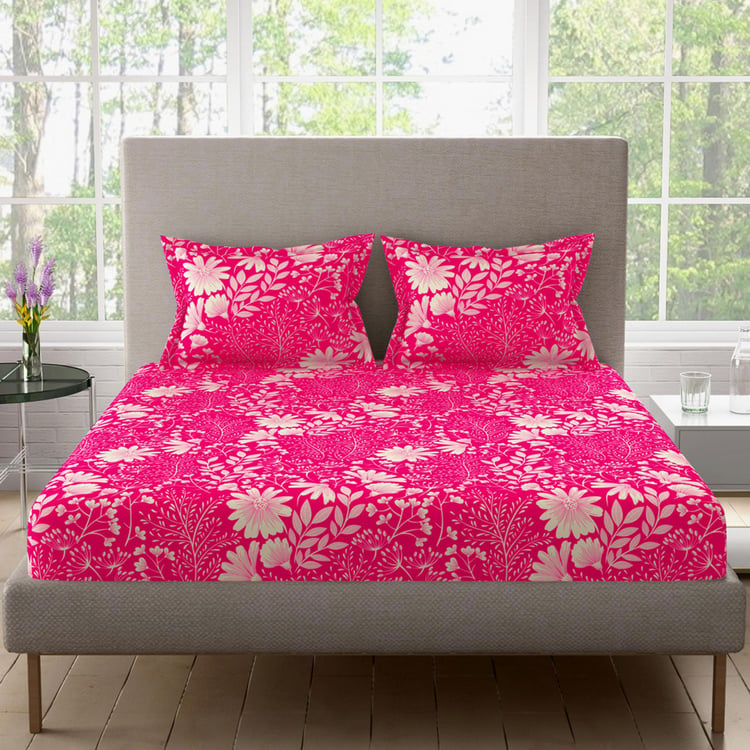 BICHAUNA Amelia Cotton 120TC Printed 3Pcs Queen Bedsheet Set