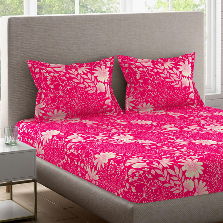 BICHAUNA Amelia Cotton 120TC Printed 3Pcs Queen Bedsheet Set