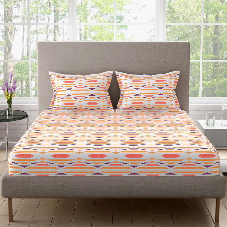 BICHAUNA Amelia 120TC Printed 3Pcs Queen Bedsheet Set