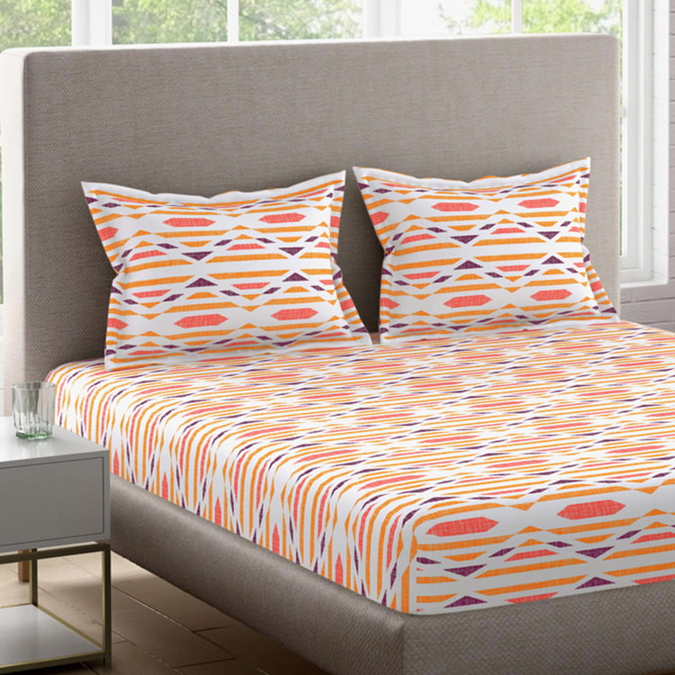 BICHAUNA Amelia 120TC Printed 3Pcs Queen Bedsheet Set