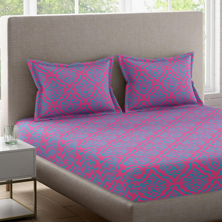 BICHAUNA Amelia Cotton 120TC Printed 3Pcs Queen Bedsheet Set