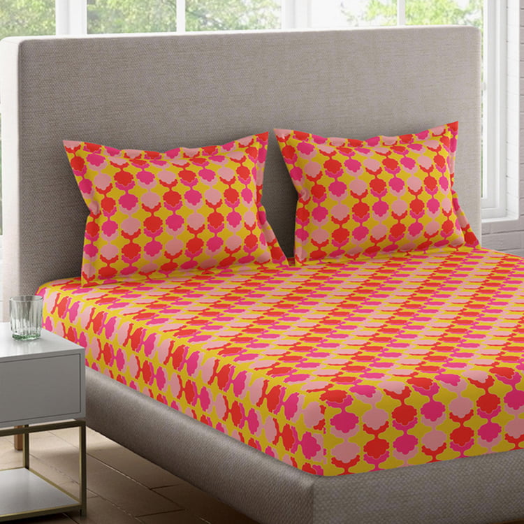 BICHAUNA Amelia Cotton 120TC Printed 3Pcs Queen Bedsheet Set