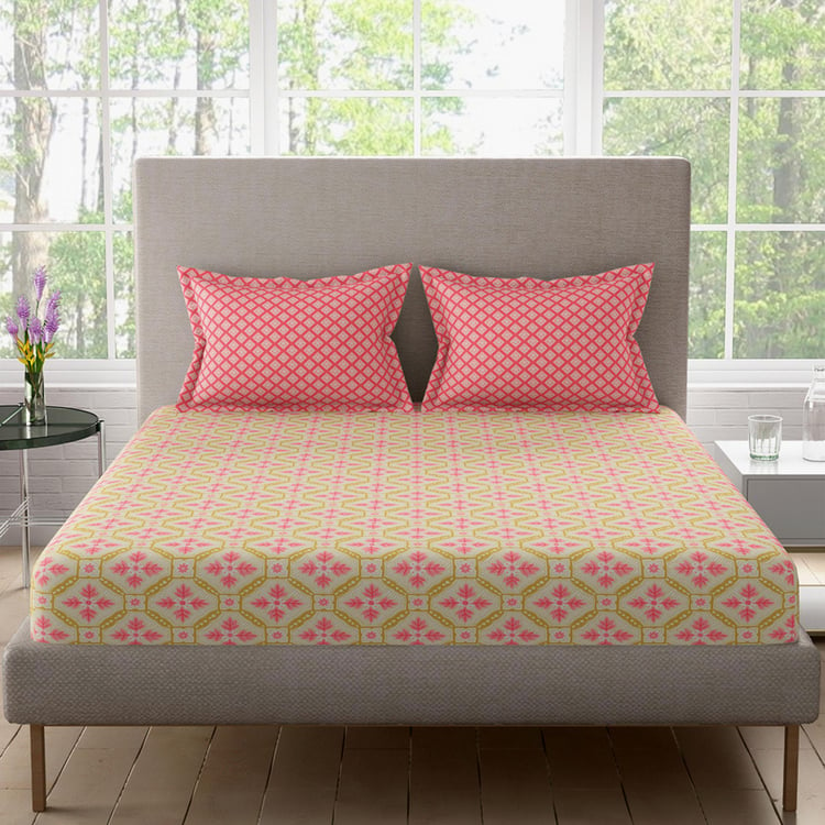 BICHAUNA Malhaar Cotton 120TC 3Pcs Queen Bedsheet Set