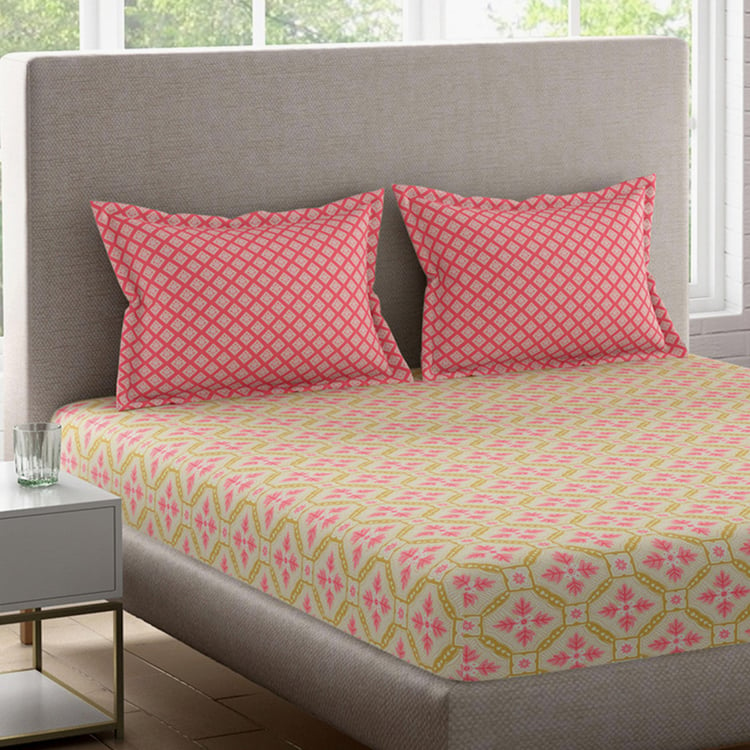 BICHAUNA Malhaar Cotton 120TC 3Pcs Queen Bedsheet Set