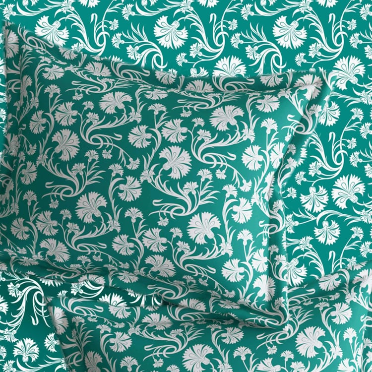 BICHAUNA Sapphire Cotton 104TC Floral Printed 2Pcs Single Bedsheet Set
