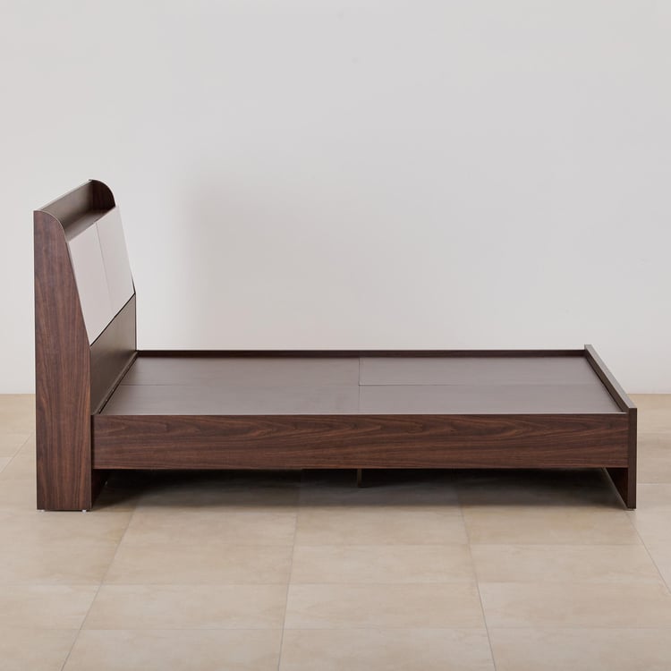 Tulip King Bed with Headboard Storage - Brown and White