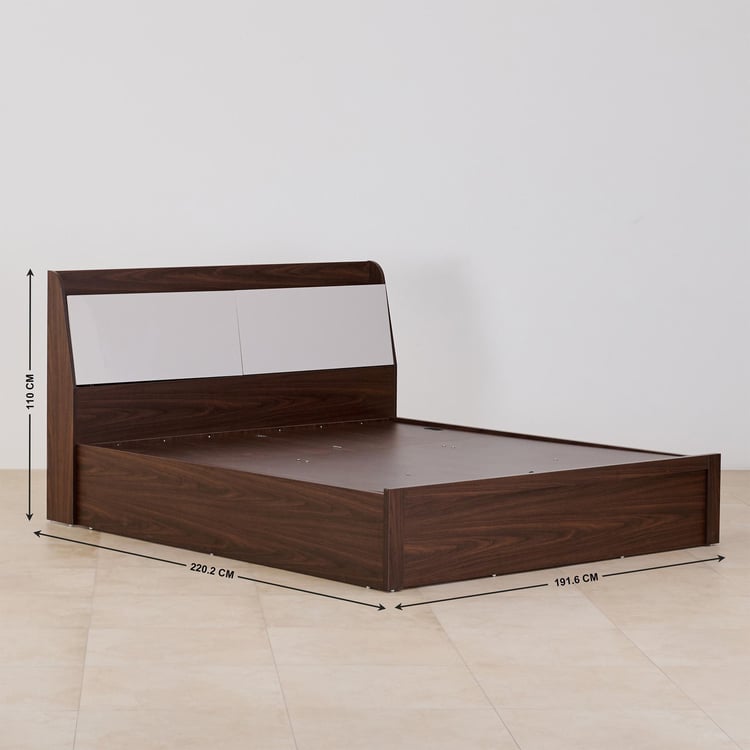 Tulip King Bed with Hydraulic and Headboard Storage - Brown and White