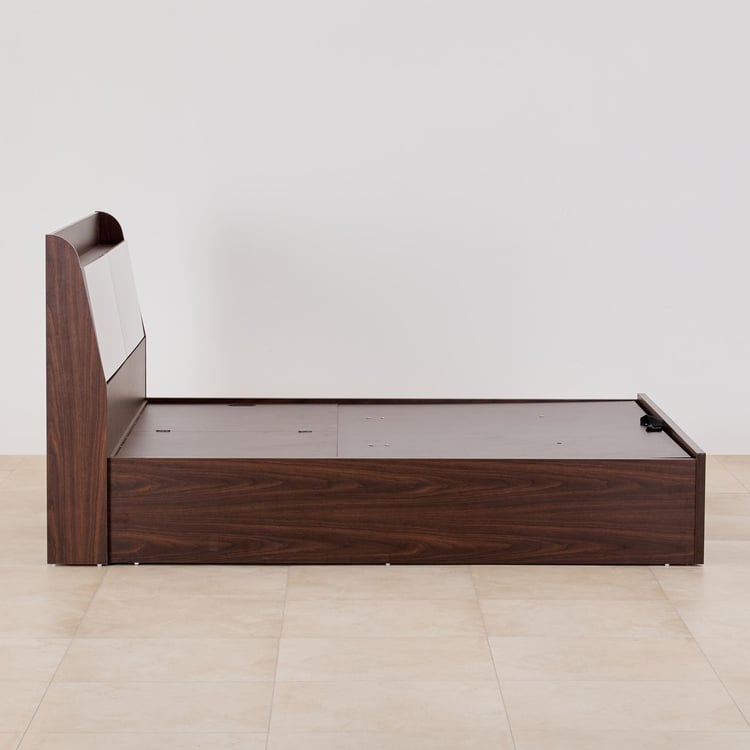 Tulip King Bed with Hydraulic and Headboard Storage - Brown and White