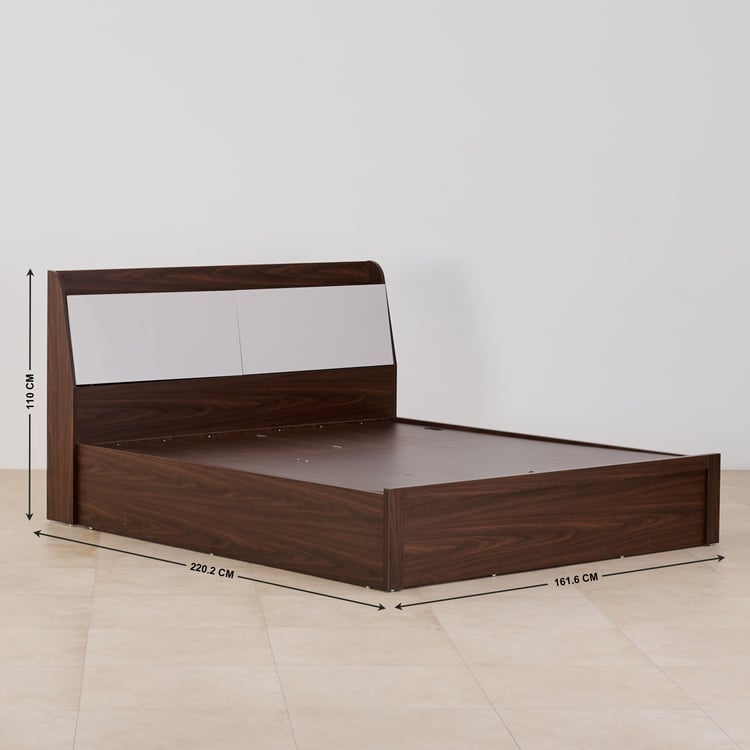 Tulip Queen Bed with Hydraulic and Headboard Storage - Brown and White