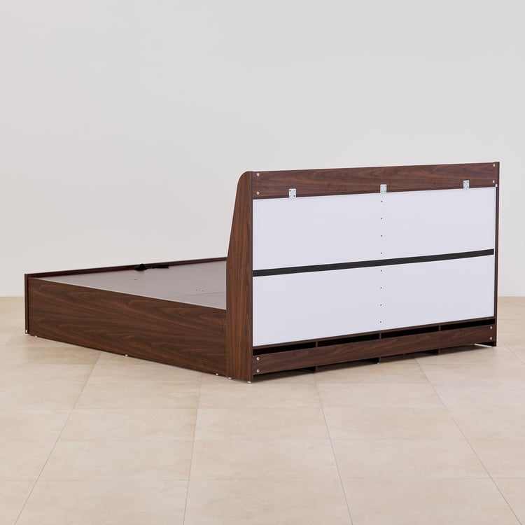 Tulip Queen Bed with Hydraulic and Headboard Storage - Brown and White