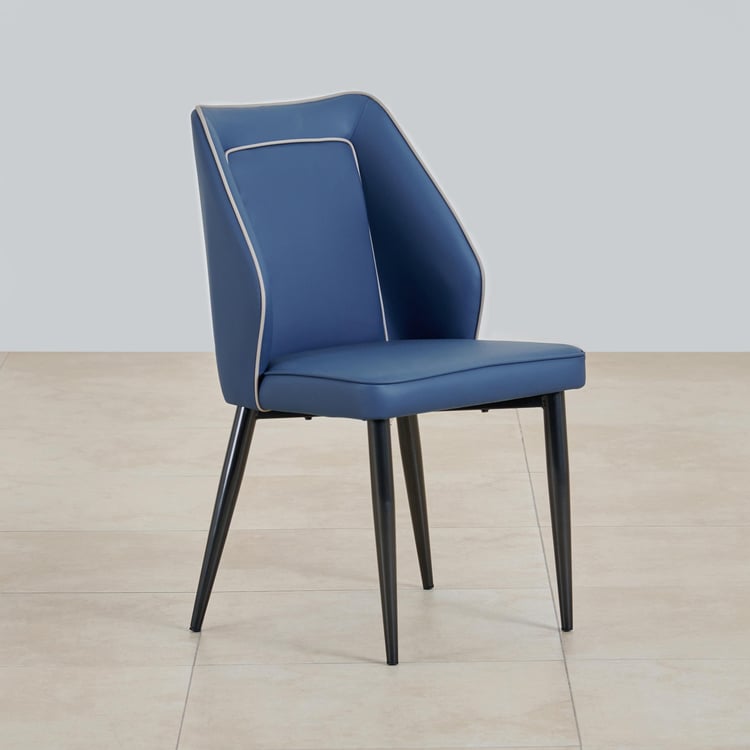 Marcello Set of 2 Faux Leather Dining Chairs - Blue