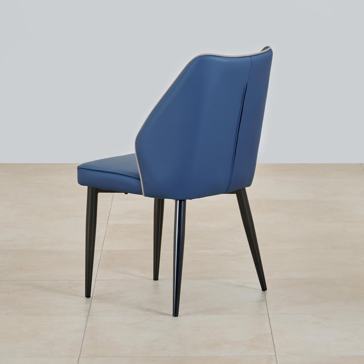 Marcello Set of 2 Faux Leather Dining Chairs - Blue