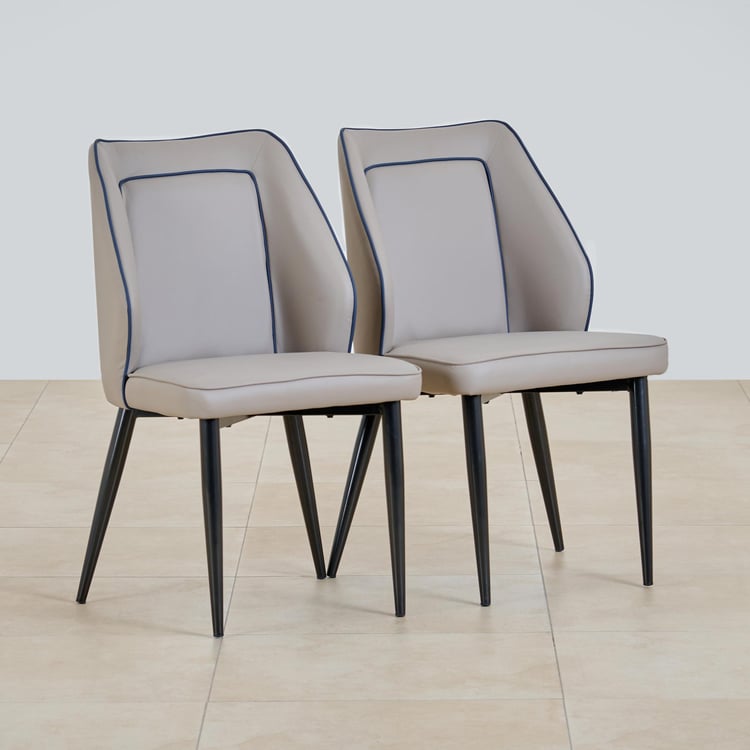 Marcello Set of 2 Faux Leather Dining Chairs - Grey