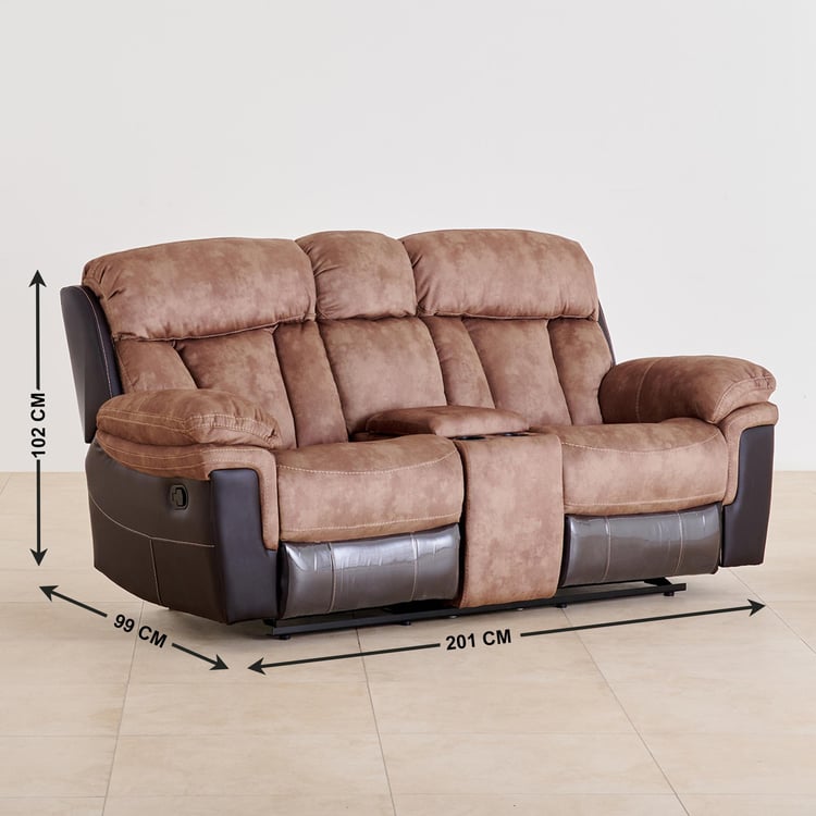 Aries Faux Leather 2-Seater Rocking Recliner - Brown