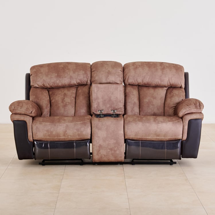 Aries Faux Leather 2-Seater Rocking Recliner - Brown