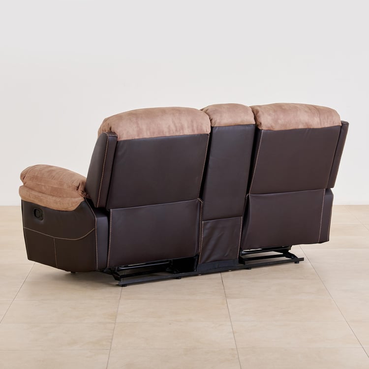 Aries Faux Leather 2-Seater Rocking Recliner - Brown