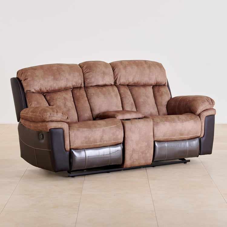 Aries Faux Leather 2-Seater Rocking Recliner - Brown