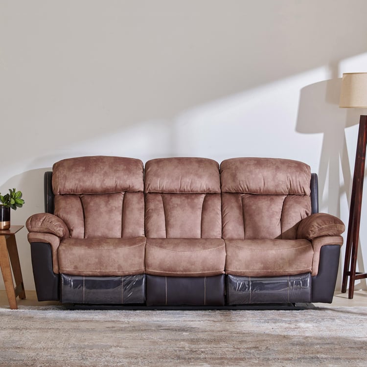 Aries Faux Leather 3-Seater Recliner - Brown