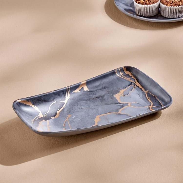 Breccia Melamine Printed Serving Platter - 24.1x13cm