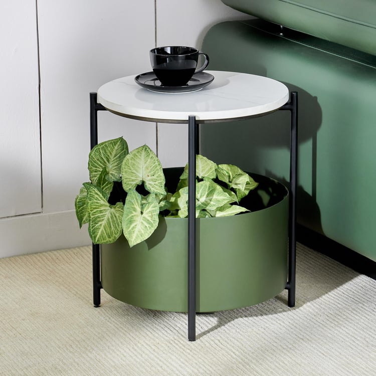 Fern Living Quartz Top End Table - White and Green