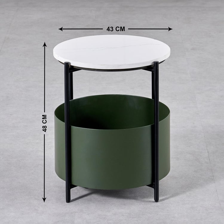 Fern Living Quartz Top End Table - White and Green